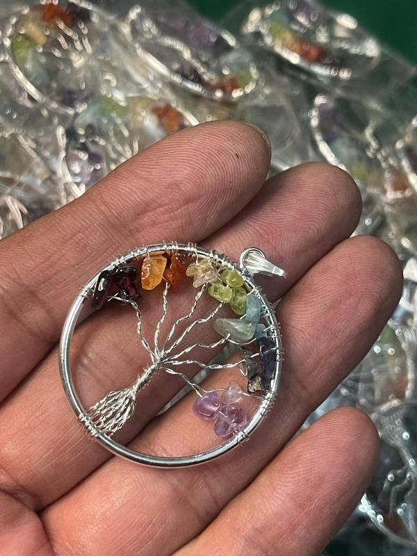 Tree of Life with 7 Chakra Stones Pendant with Chain